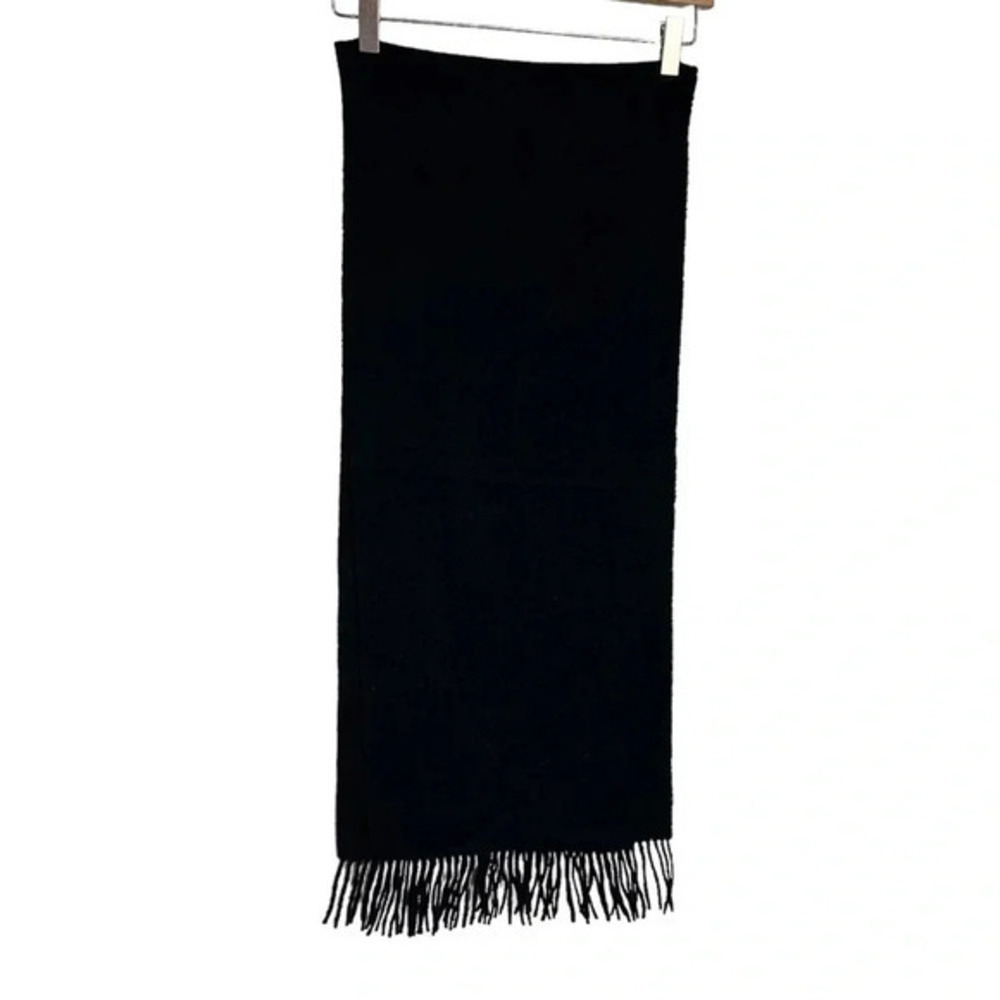 Nautica‎ mens 100% lambswool black scarf with fringe